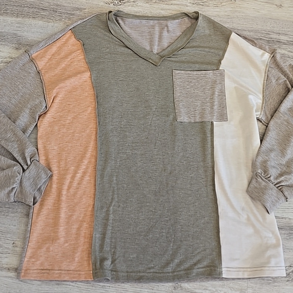 Women's Long Sleeve color block shirt medium